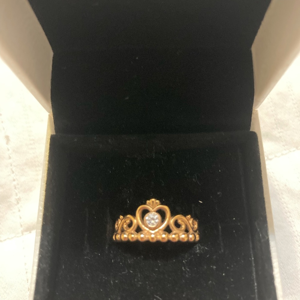 Pandora - Princess Tiara Crown Rose Gold Ring - Size 7